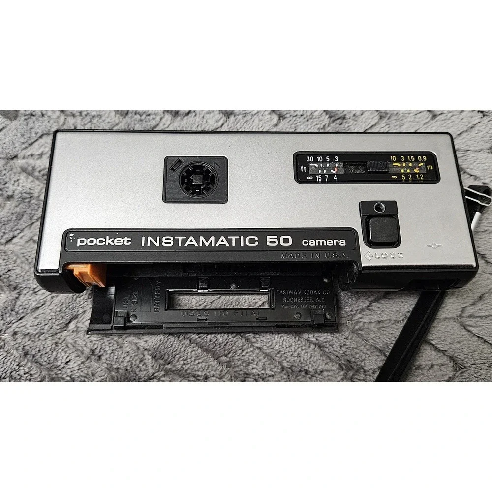 KODAK Pocket Instamatic 50 Camera UNTESTED! Made‎ In USA Black Silver